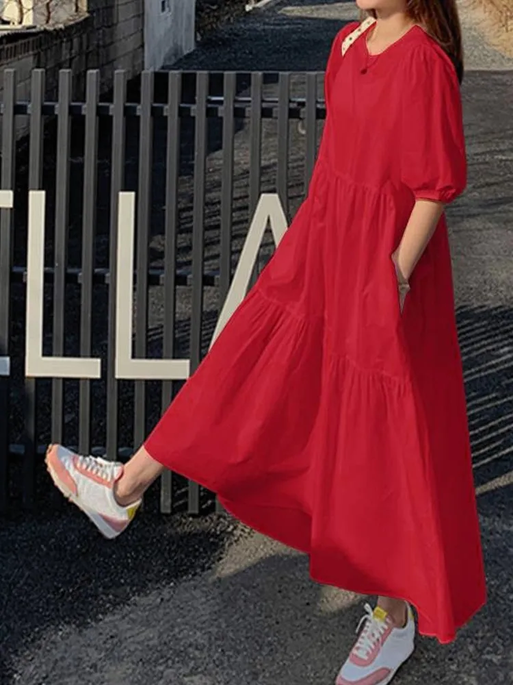 Spring Dress For Women Quality Cotton Maxi Dresses C4B