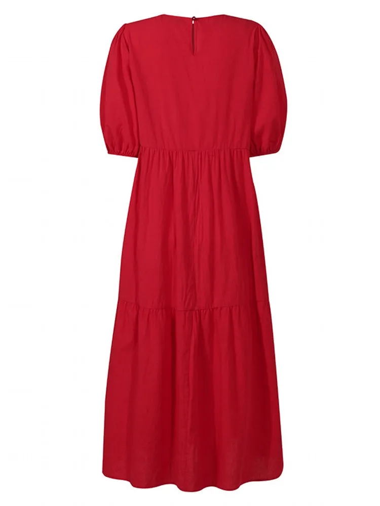 Spring Dress For Women Quality Cotton Maxi Dresses C4B