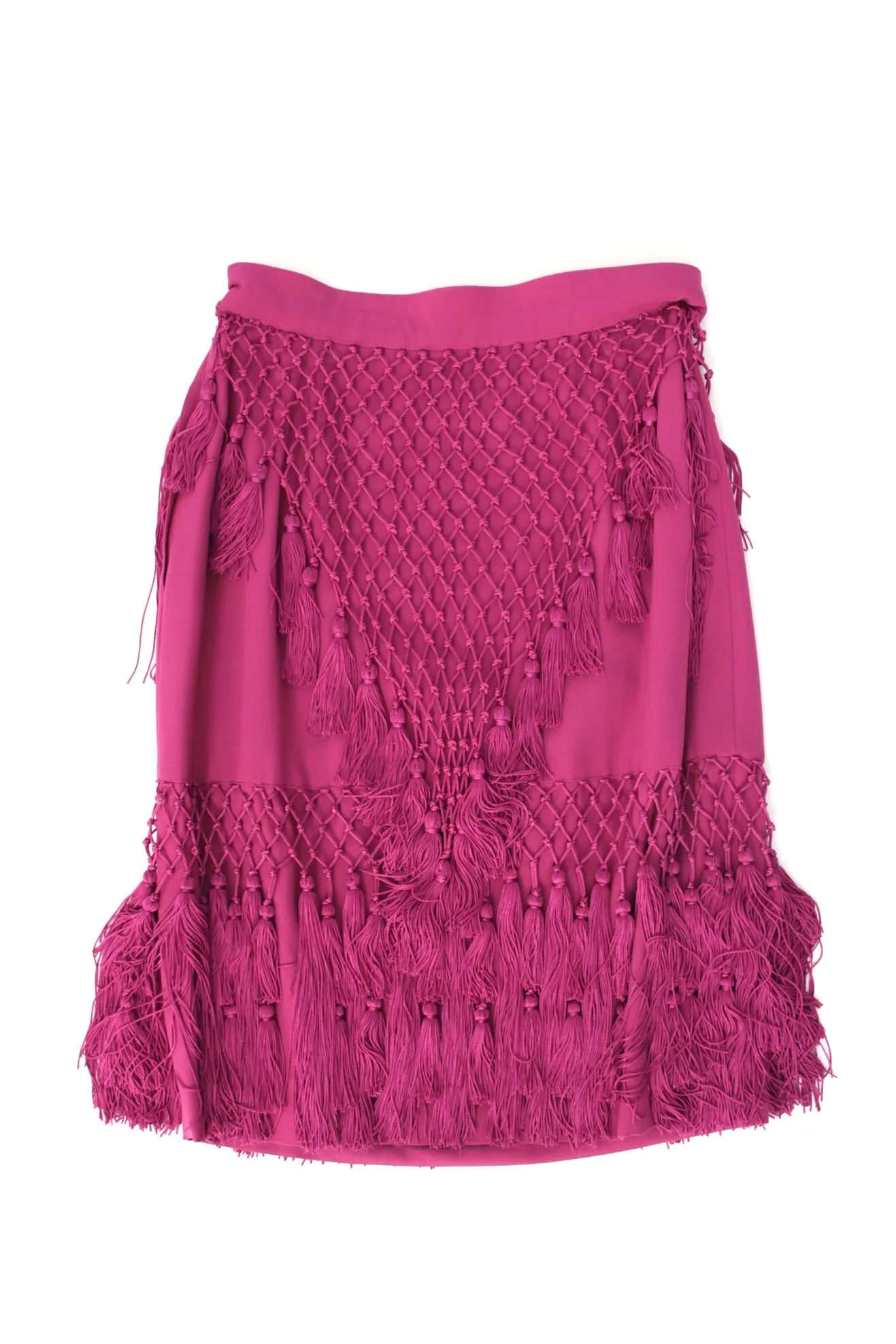 S/S 1990 Gianni Versace Couture Wool Tassel Skirt Suit