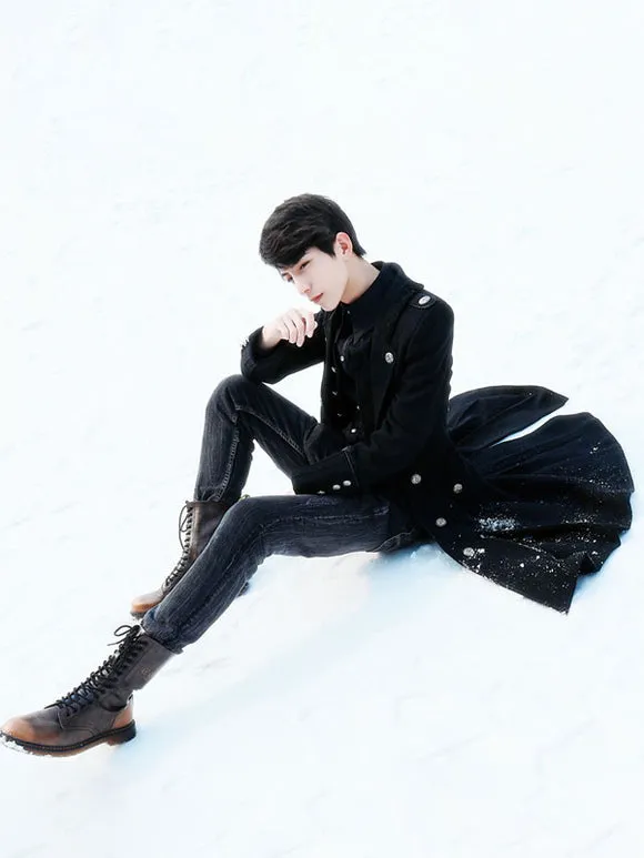 Steampunk Ouji Lolita Coats Black Coat Metal Details Overcoat Polyester Fall Lolita Outwears