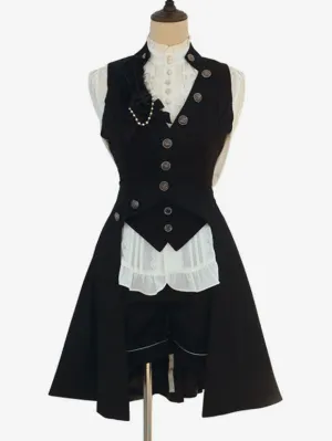 Steampunk Ouji Lolita Coats Black Coat Overcoat Polyester Spring Lolita Outwears