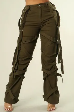 Strap High Waisted Cargo Pants