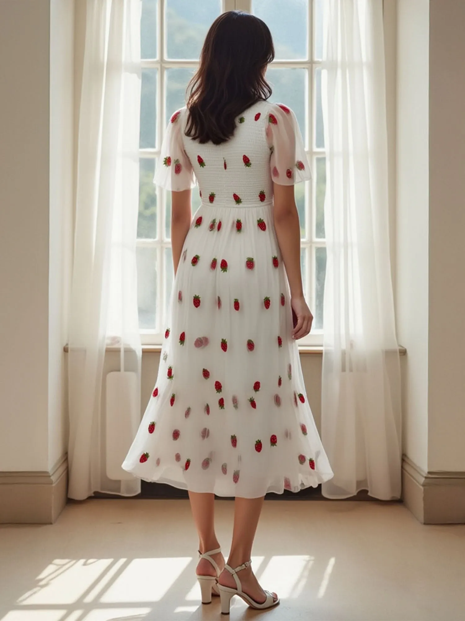 Strawberry Mesh Maxi Dress