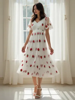 Strawberry Mesh Maxi Dress