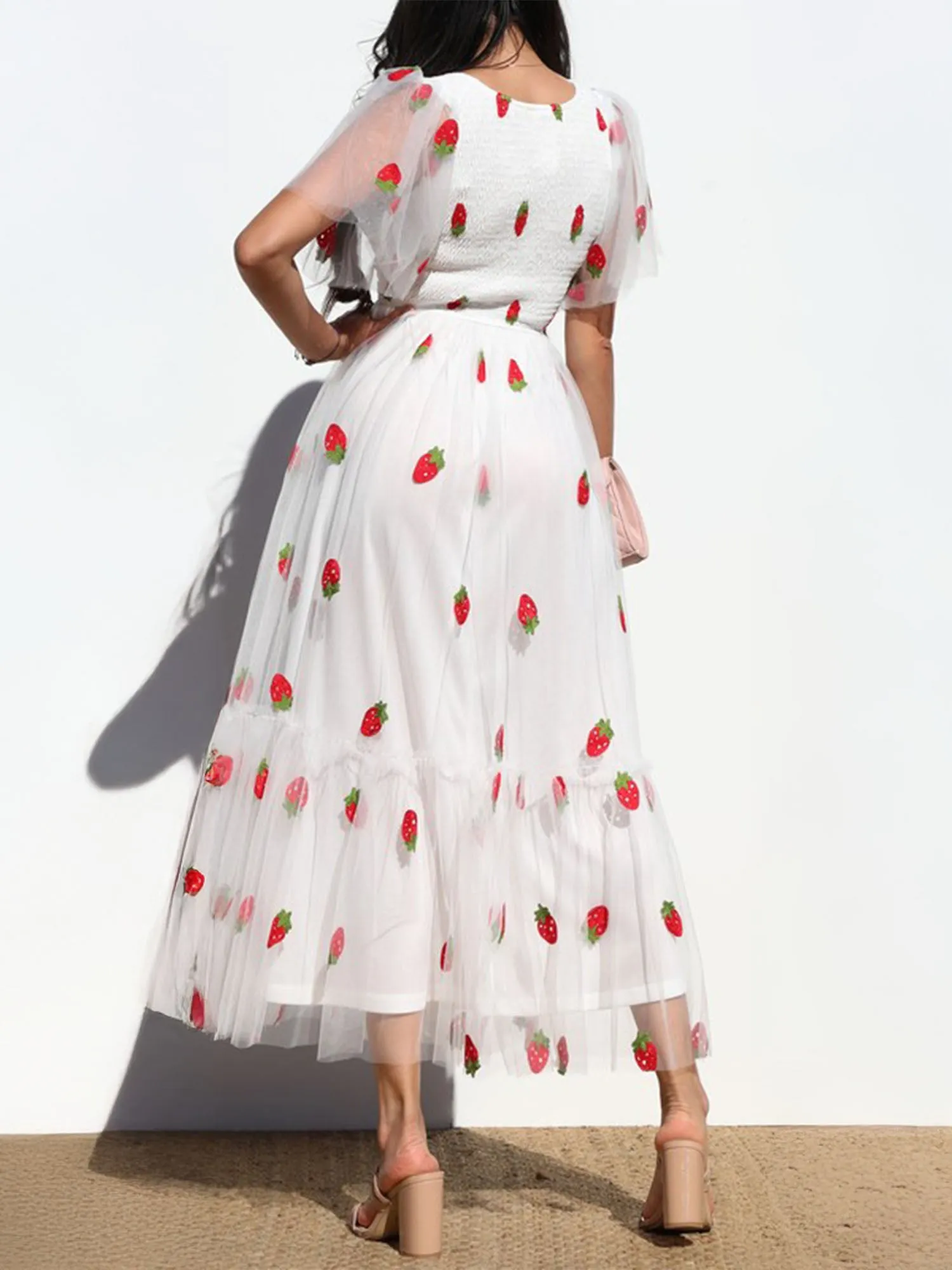 Strawberry Mesh Maxi Dress