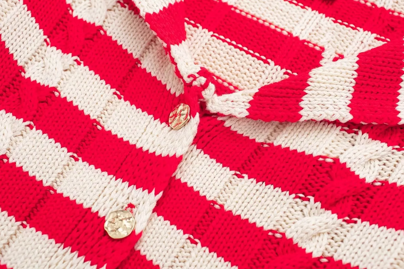 Striped Long Sleeve Button Up Knit Sweater