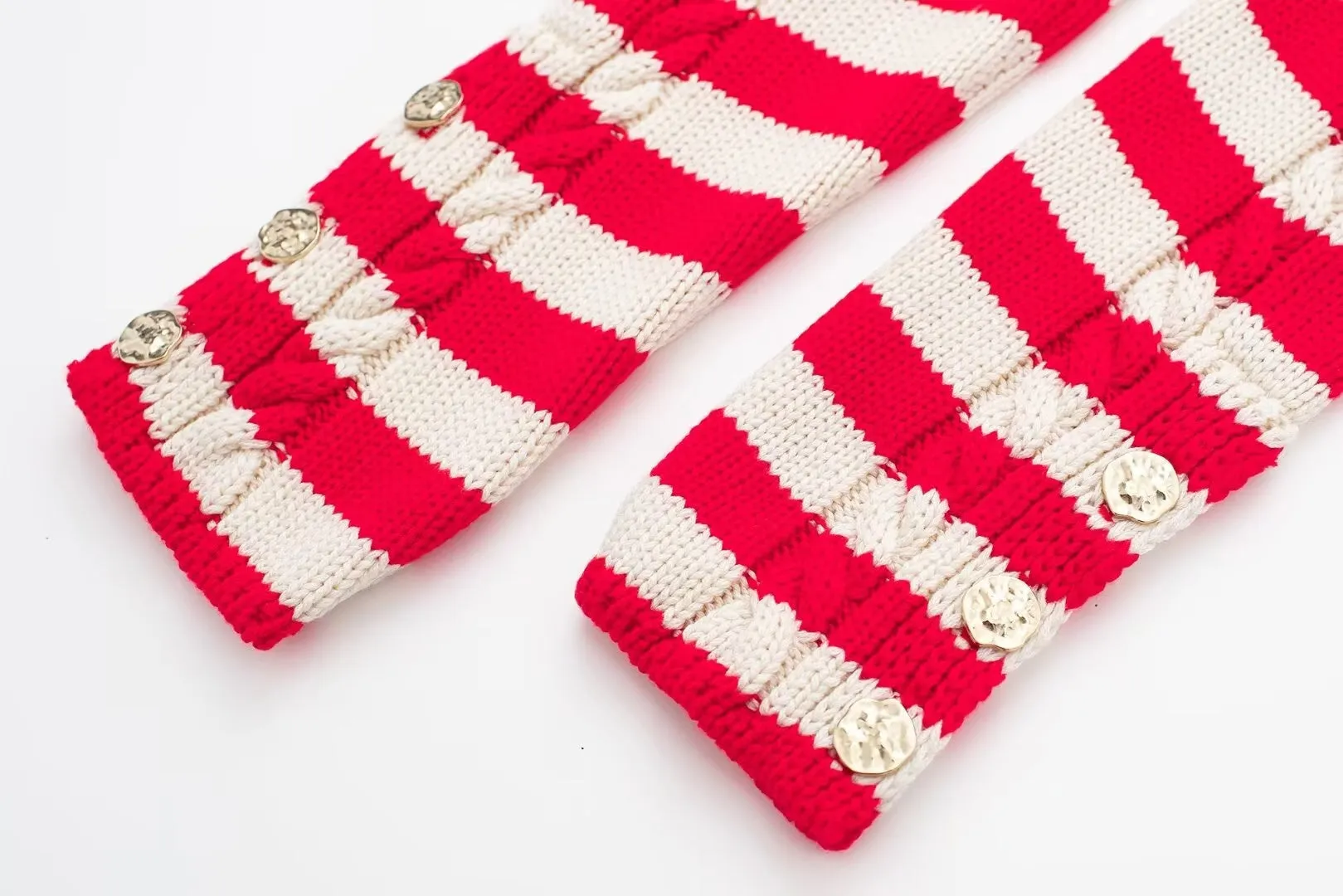 Striped Long Sleeve Button Up Knit Sweater