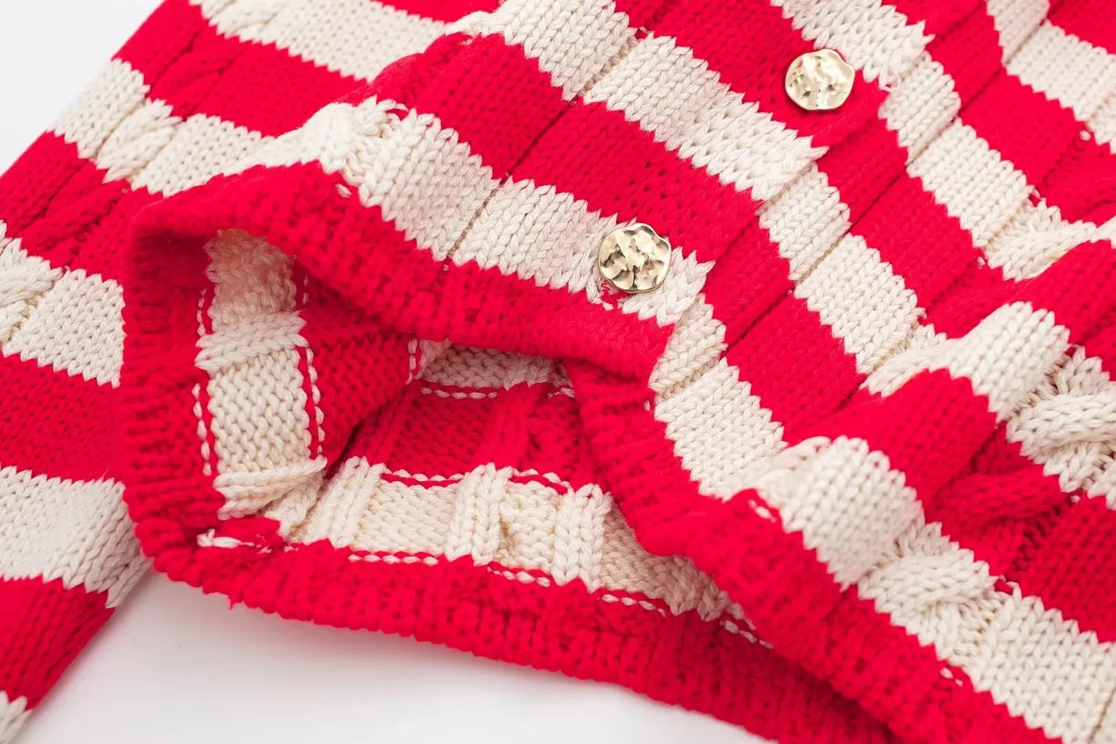 Striped Long Sleeve Button Up Knit Sweater
