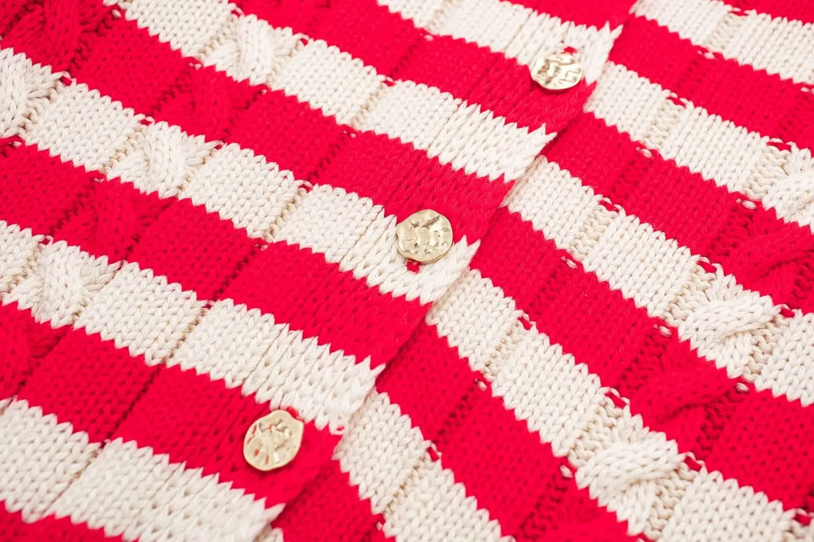 Striped Long Sleeve Button Up Knit Sweater