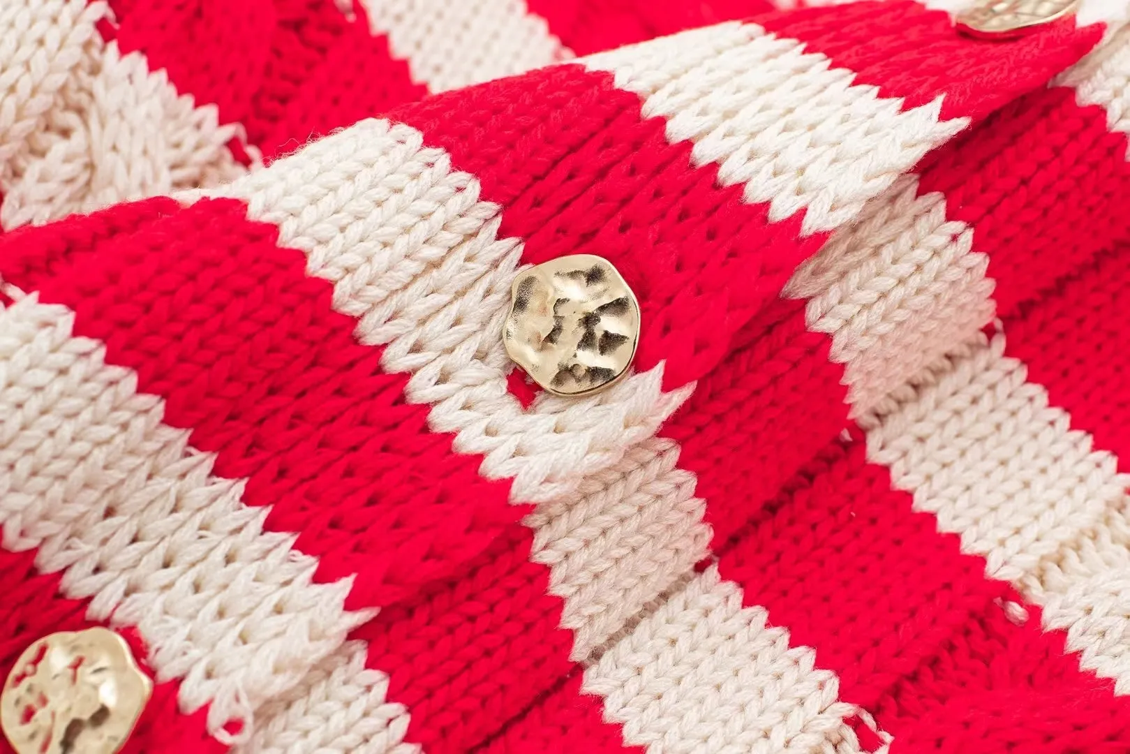 Striped Long Sleeve Button Up Knit Sweater