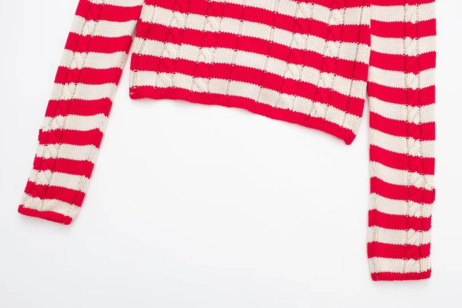 Striped Long Sleeve Button Up Knit Sweater