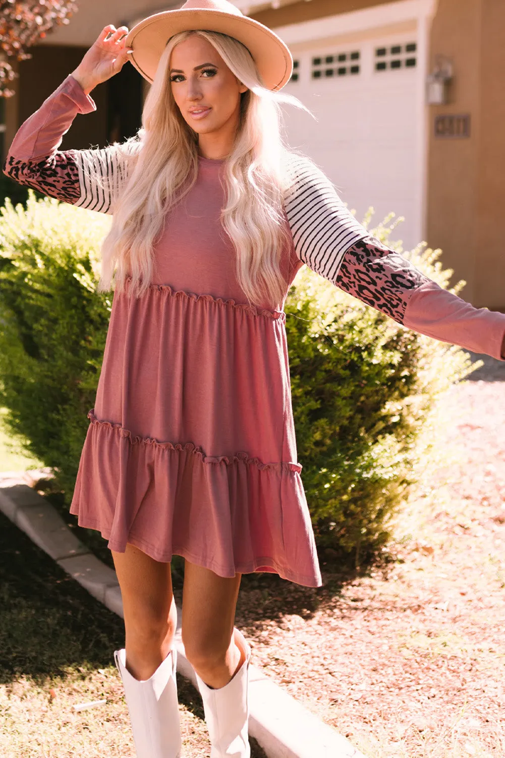 Striped Long Sleeve Mini Dress