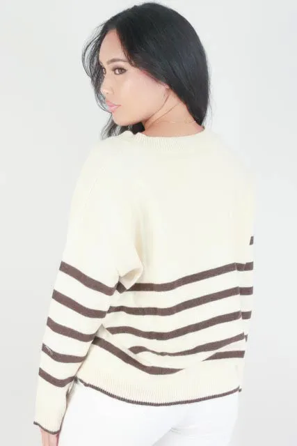 STRIPED V-NECK SWEATER