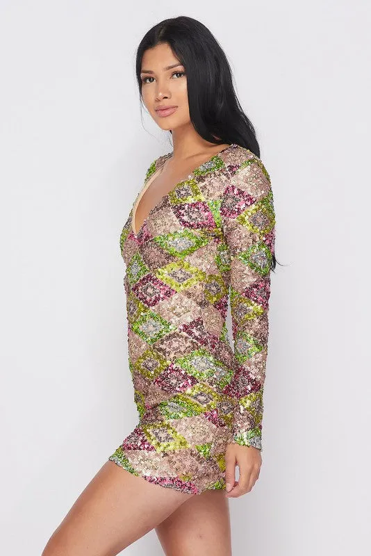 STUNNA SEQUIN MINI DRESS -HOEA0454