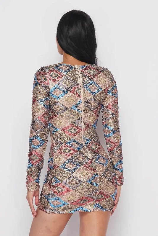 STUNNA SEQUIN MINI DRESS -HOEA0454