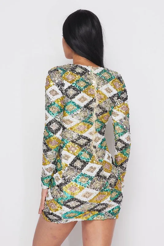 STUNNA SEQUIN MINI DRESS -HOEA0454