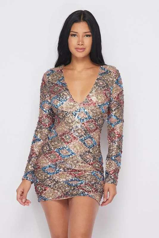 STUNNA SEQUIN MINI DRESS -HOEA0454