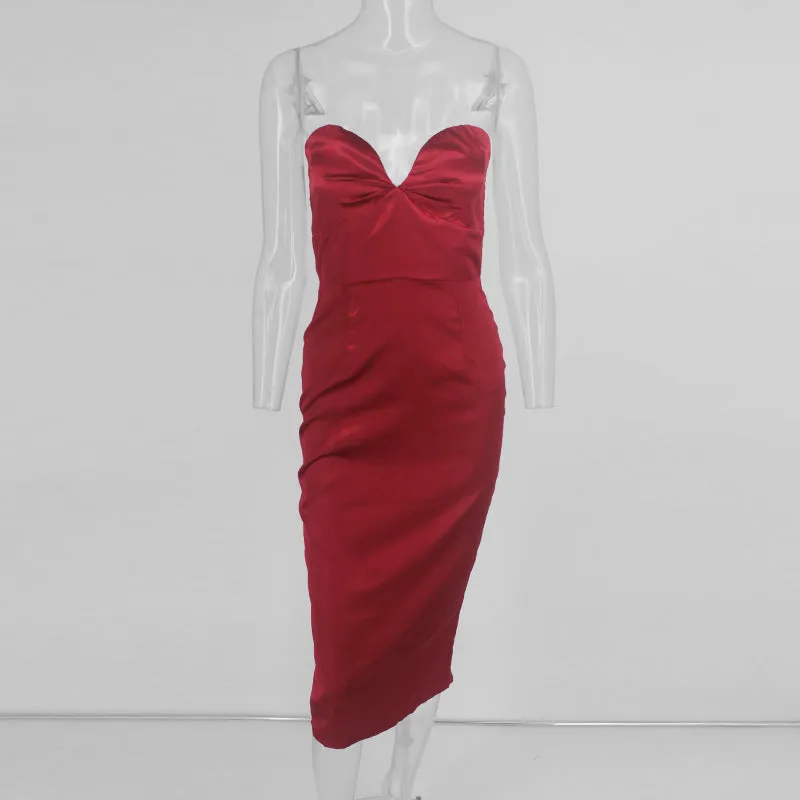 Summer Back Zipper Open Back Tube Top Hip Party Nightclub Dress