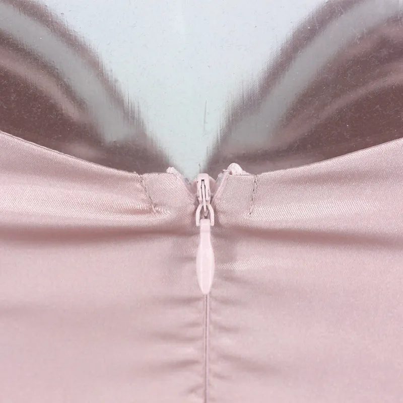 Summer Back Zipper Open Back Tube Top Hip Party Nightclub Dress