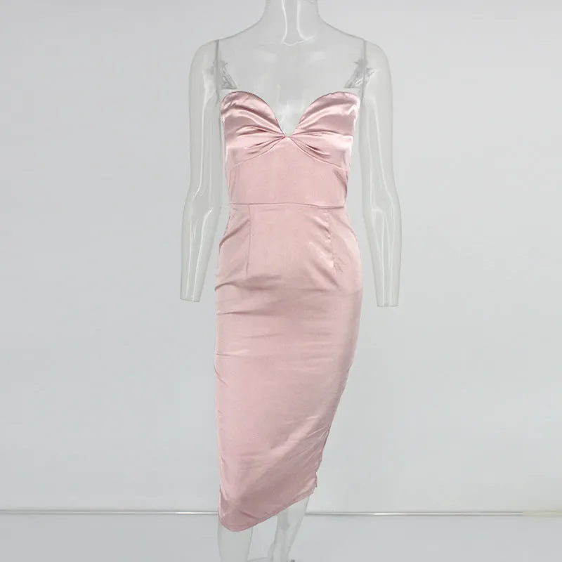 Summer Back Zipper Open Back Tube Top Hip Party Nightclub Dress