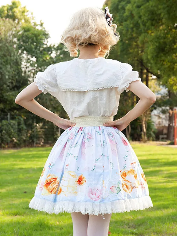 Sweet Lolita SK Floral Print As Image Ruffles Lolita Skirts