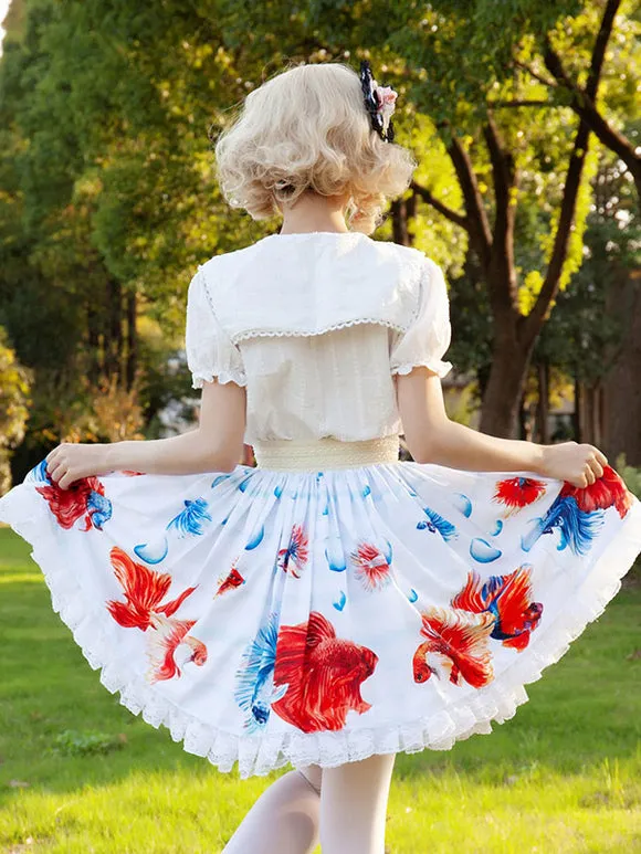 Sweet Lolita SK Floral Print As Image Ruffles Lolita Skirts