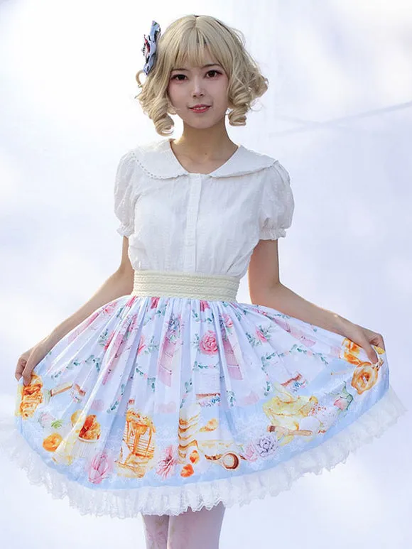 Sweet Lolita SK Floral Print As Image Ruffles Lolita Skirts