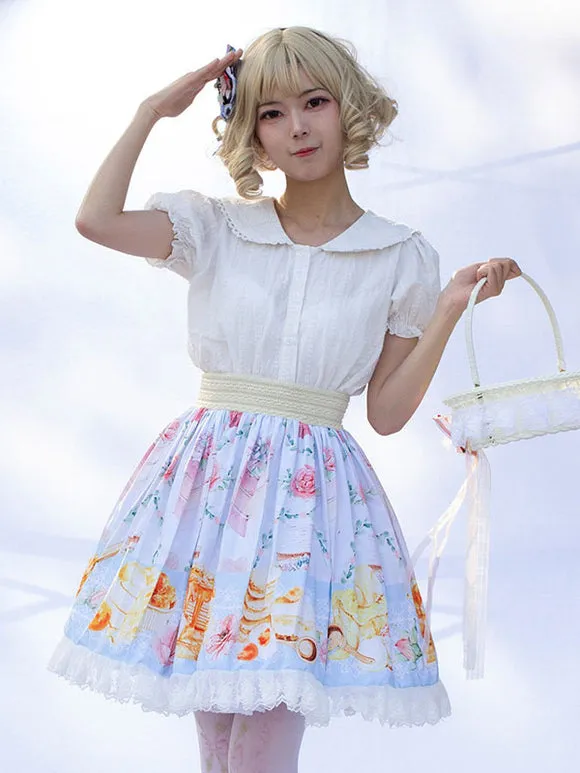 Sweet Lolita SK Floral Print As Image Ruffles Lolita Skirts