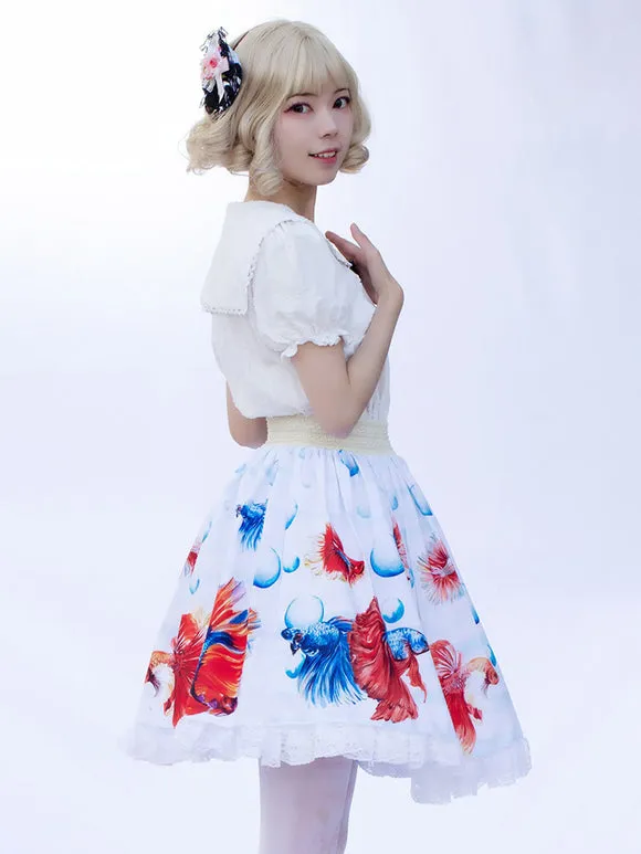 Sweet Lolita SK Floral Print As Image Ruffles Lolita Skirts