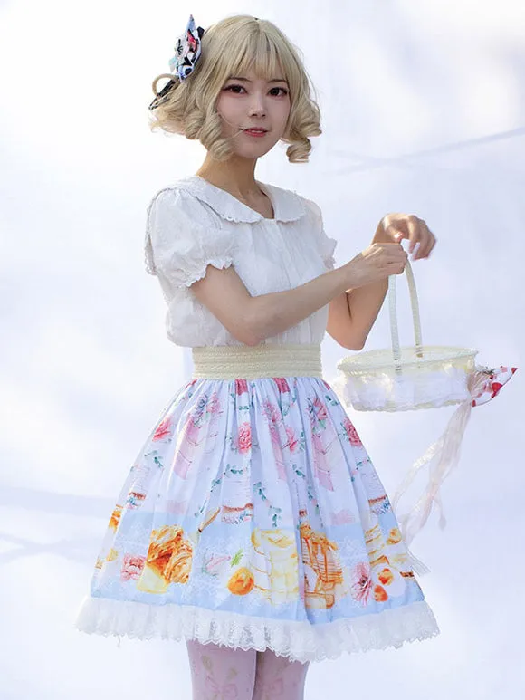 Sweet Lolita SK Floral Print As Image Ruffles Lolita Skirts