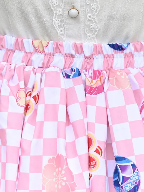 Sweet Lolita Skirt Lace Pink Bunny Pattern Tea Party Daily Casual Lolita Skirts