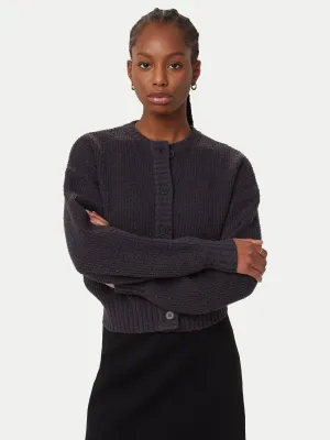 The Seawool® Crewneck Cardigan in Dark Grey