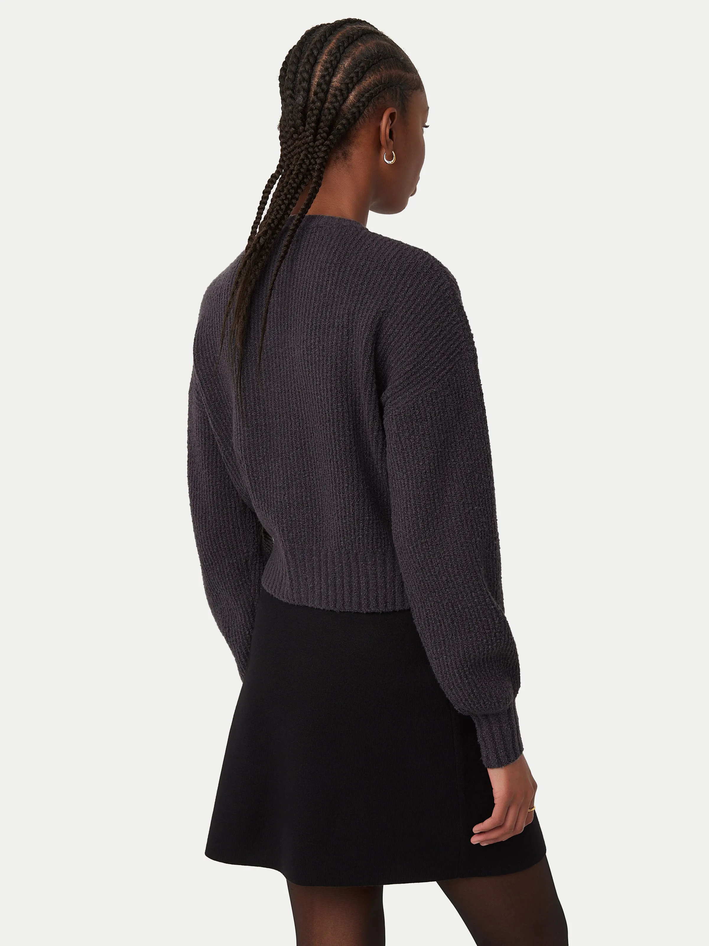 The Seawool® Crewneck Cardigan in Dark Grey