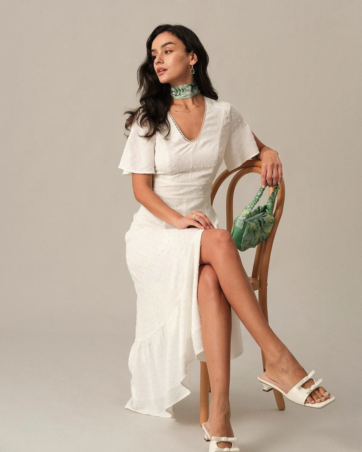 The Solid High Waisted Split Maxi Dress