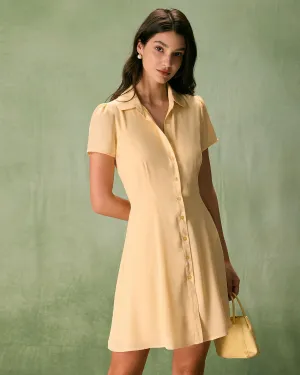 The Yellow Button Down Shirt Mini Dress
