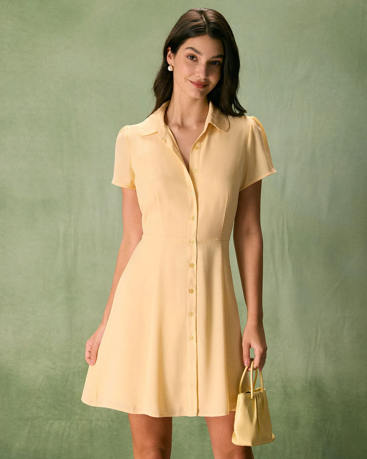 The Yellow Button Down Shirt Mini Dress