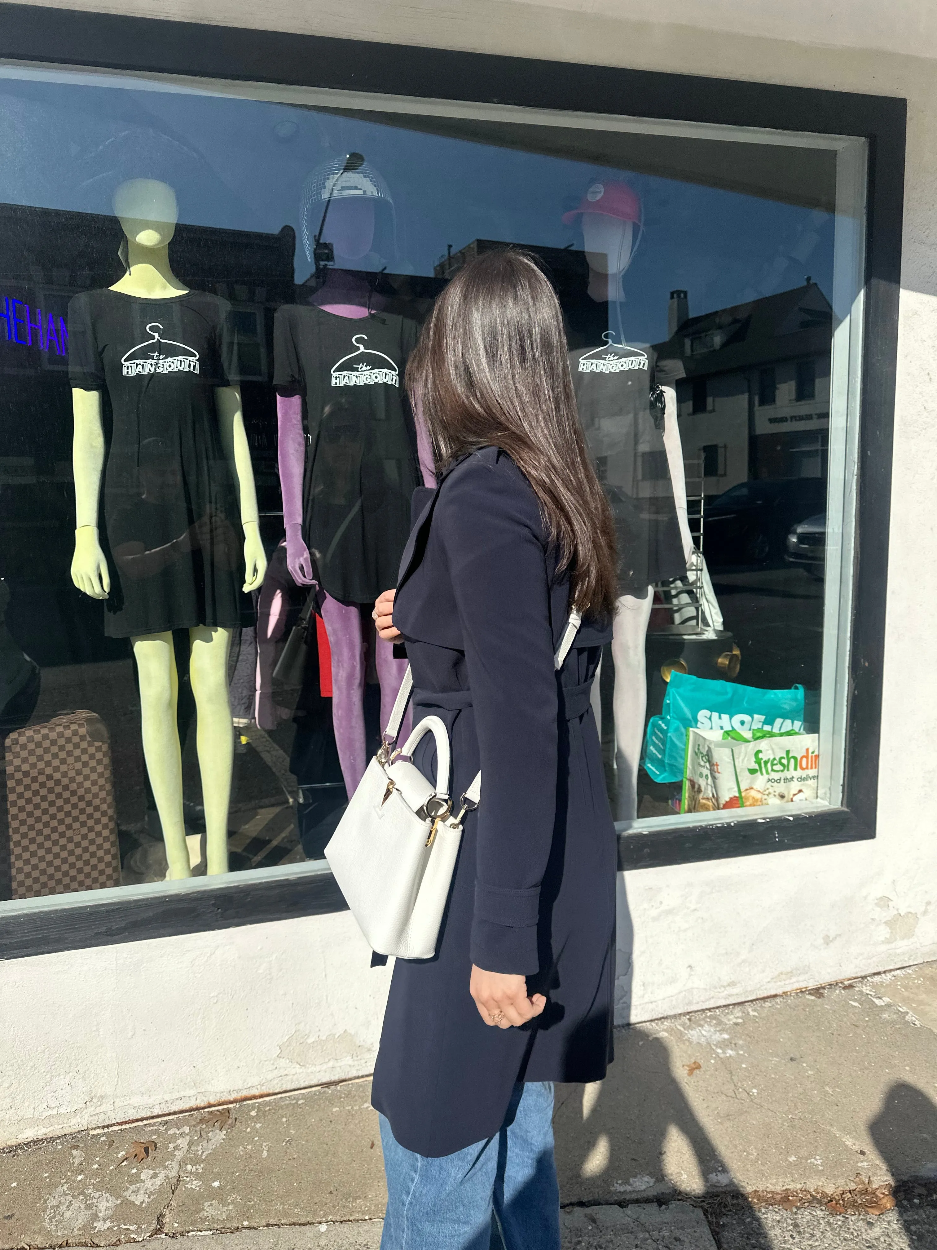 Theory Navy Oaklane in Admiral Crepe Trench Coat