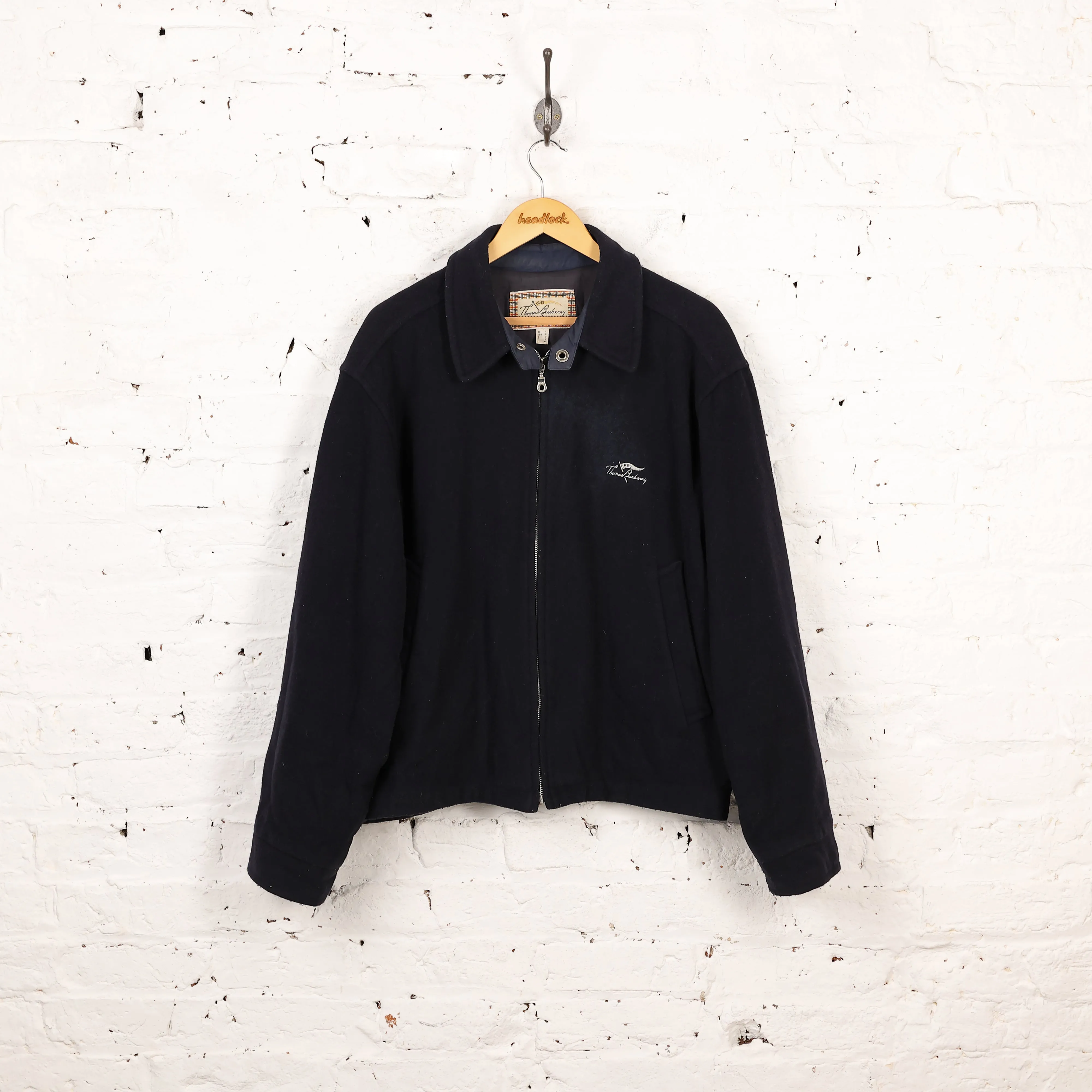 Thomas Burberry Wool Bomber Jacket - Blue - L