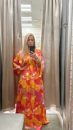 Tie dye pink maxi