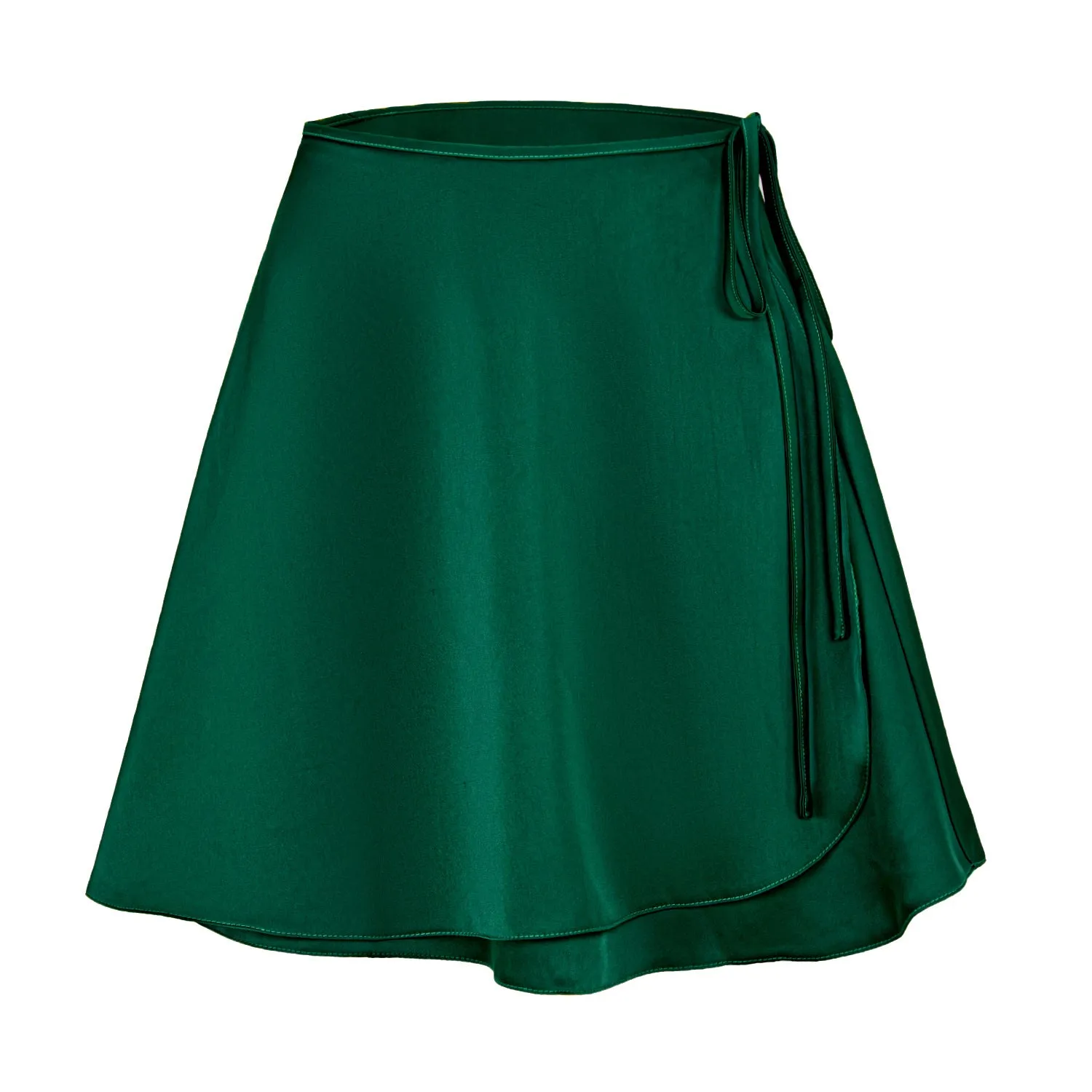 Tied Waist Satin Skater Skirt