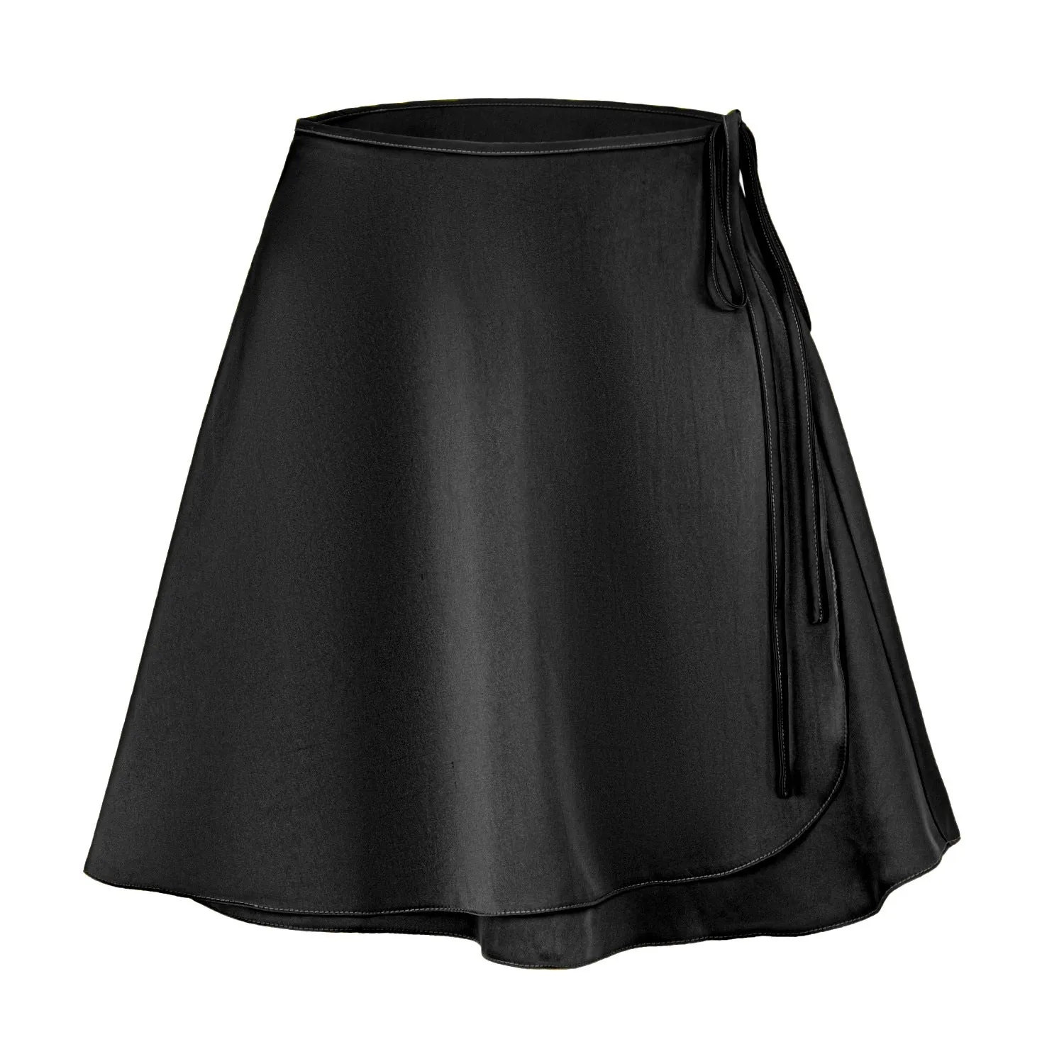 Tied Waist Satin Skater Skirt