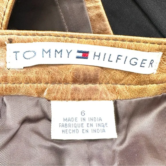 Tommy Hilfiger Women Size 6 Brown Genuine Leather Pencil Skirt Patina Treatment