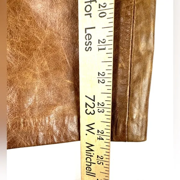 Tommy Hilfiger Women Size 6 Brown Genuine Leather Pencil Skirt Patina Treatment