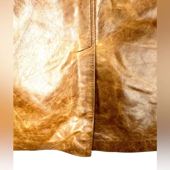 Tommy Hilfiger Women Size 6 Brown Genuine Leather Pencil Skirt Patina Treatment