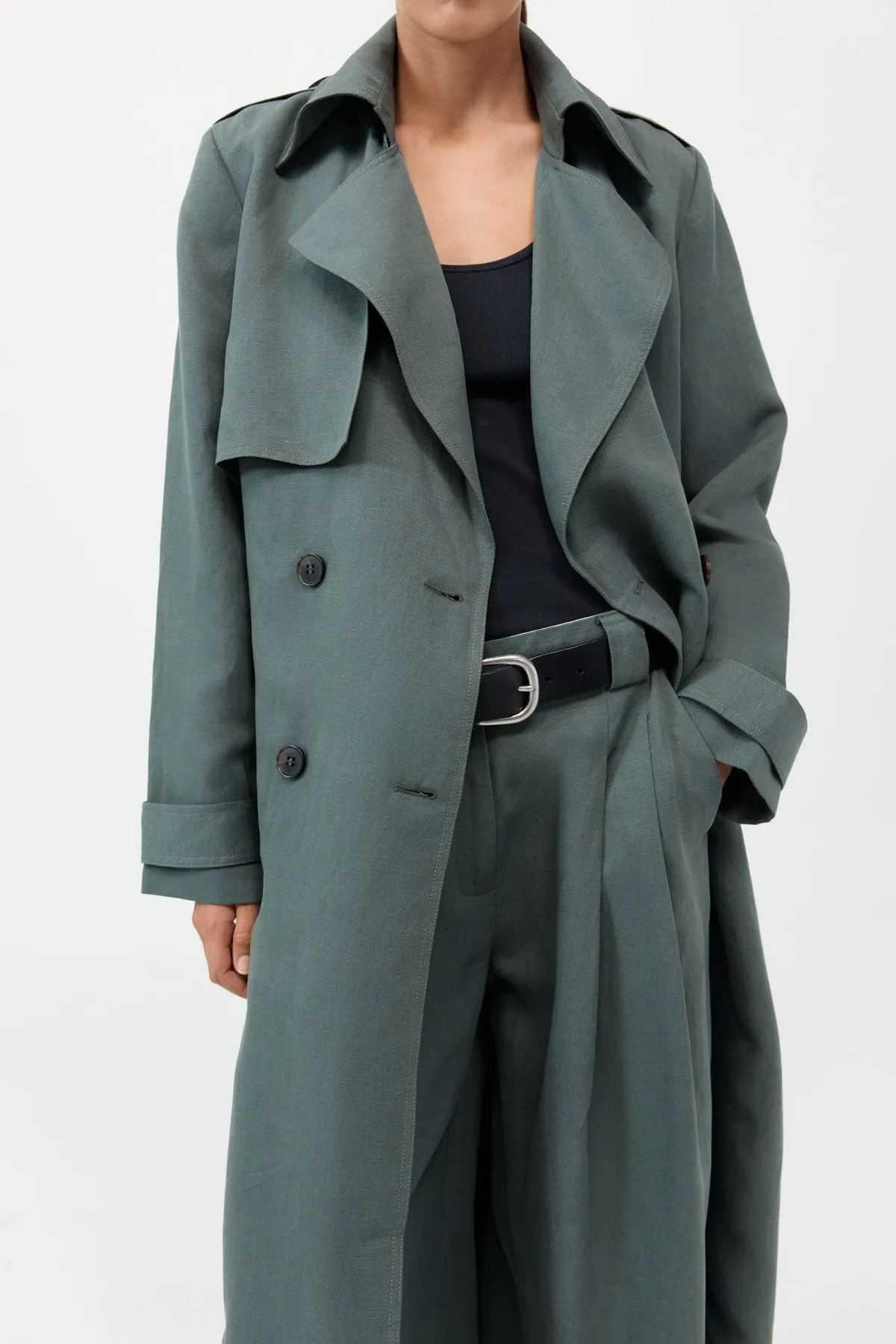 Trench ajusté souple - Vert Balsam