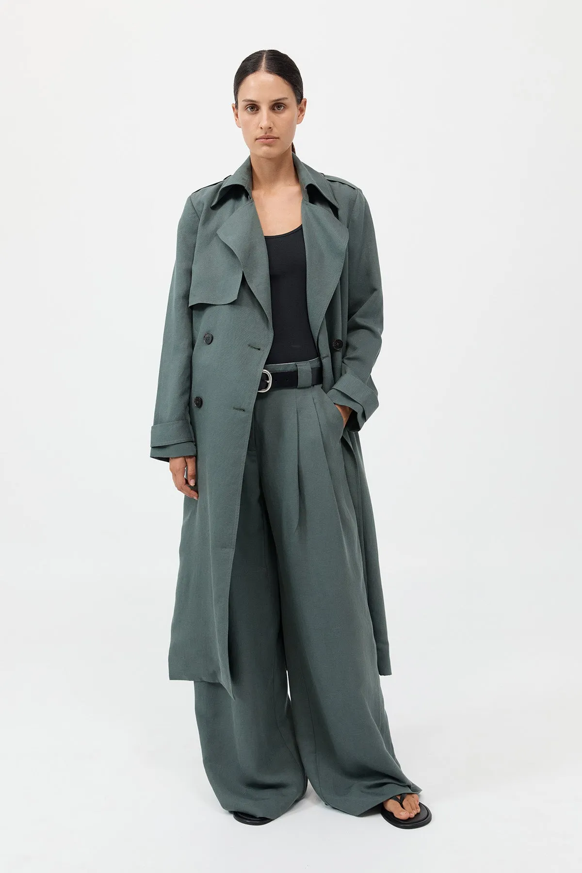 Trench ajusté souple - Vert Balsam