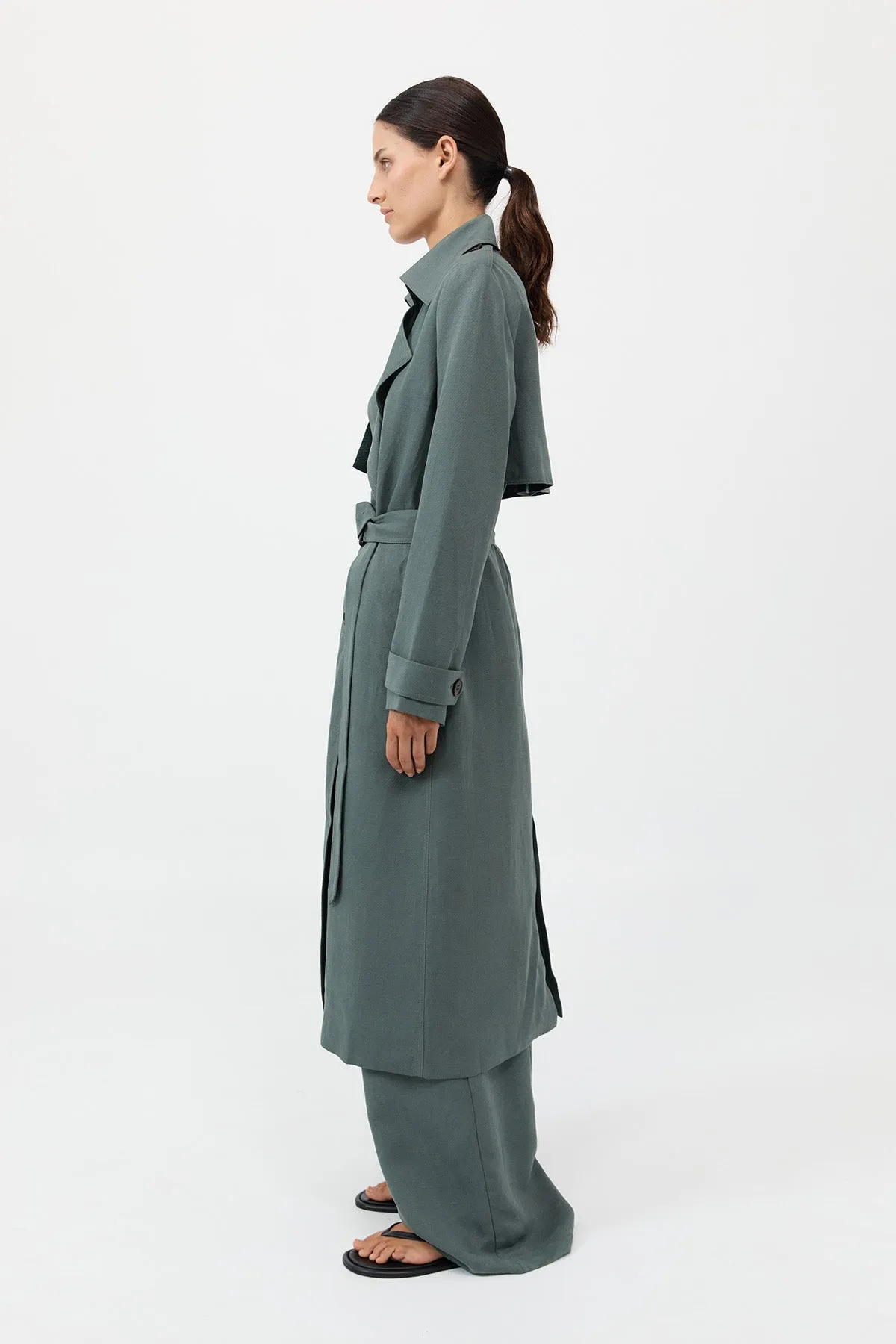 Trench ajusté souple - Vert Balsam