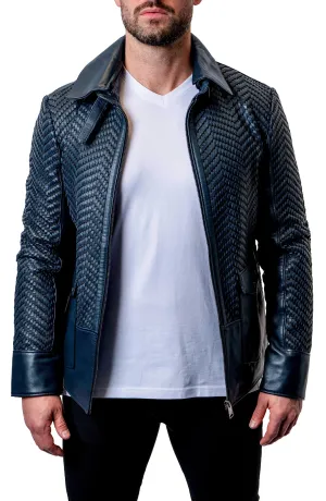 Tresser Blue Leather Jacket Mens - Leather Jackets