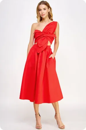 TUBE TOP TIE FRINT MIDI DRESS