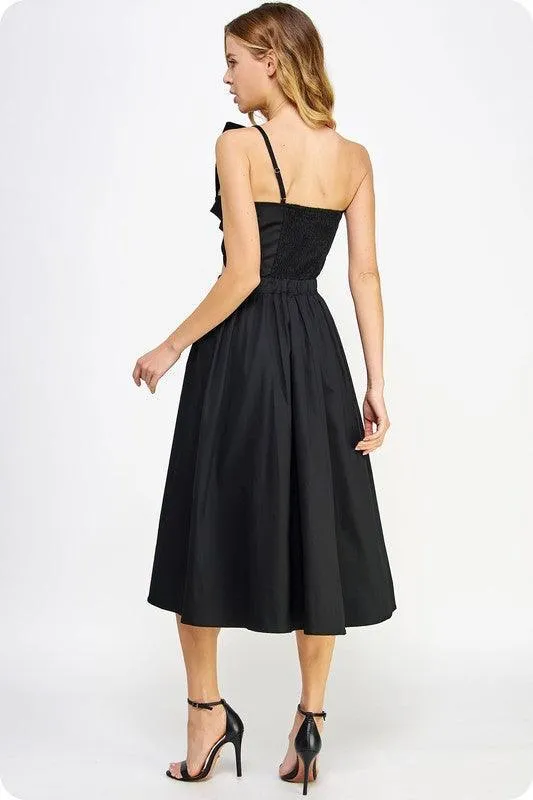 TUBE TOP TIE FRINT MIDI DRESS